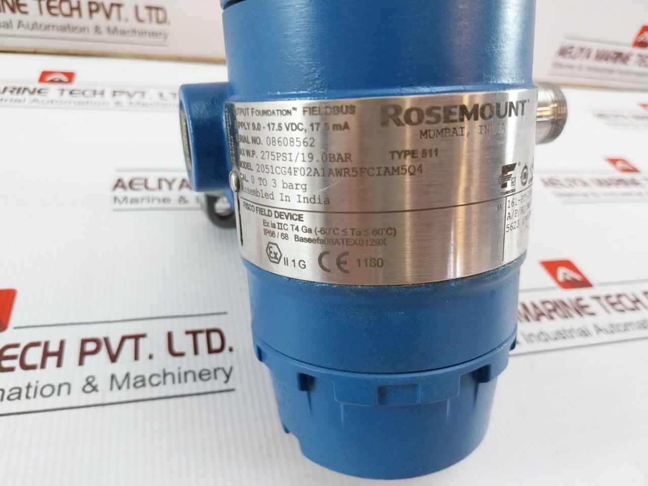 Rosemount 2051cg4f02a1awr5fciam5q4 Fieldbus Pressure Transmitter 275psi/19.0bar