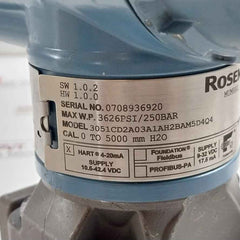 Rosemount 3051Cd2A03A1Ah2Bam5D4Q4 Pressure Transmitter 3626 Psi/250Bar 4-20 Ma