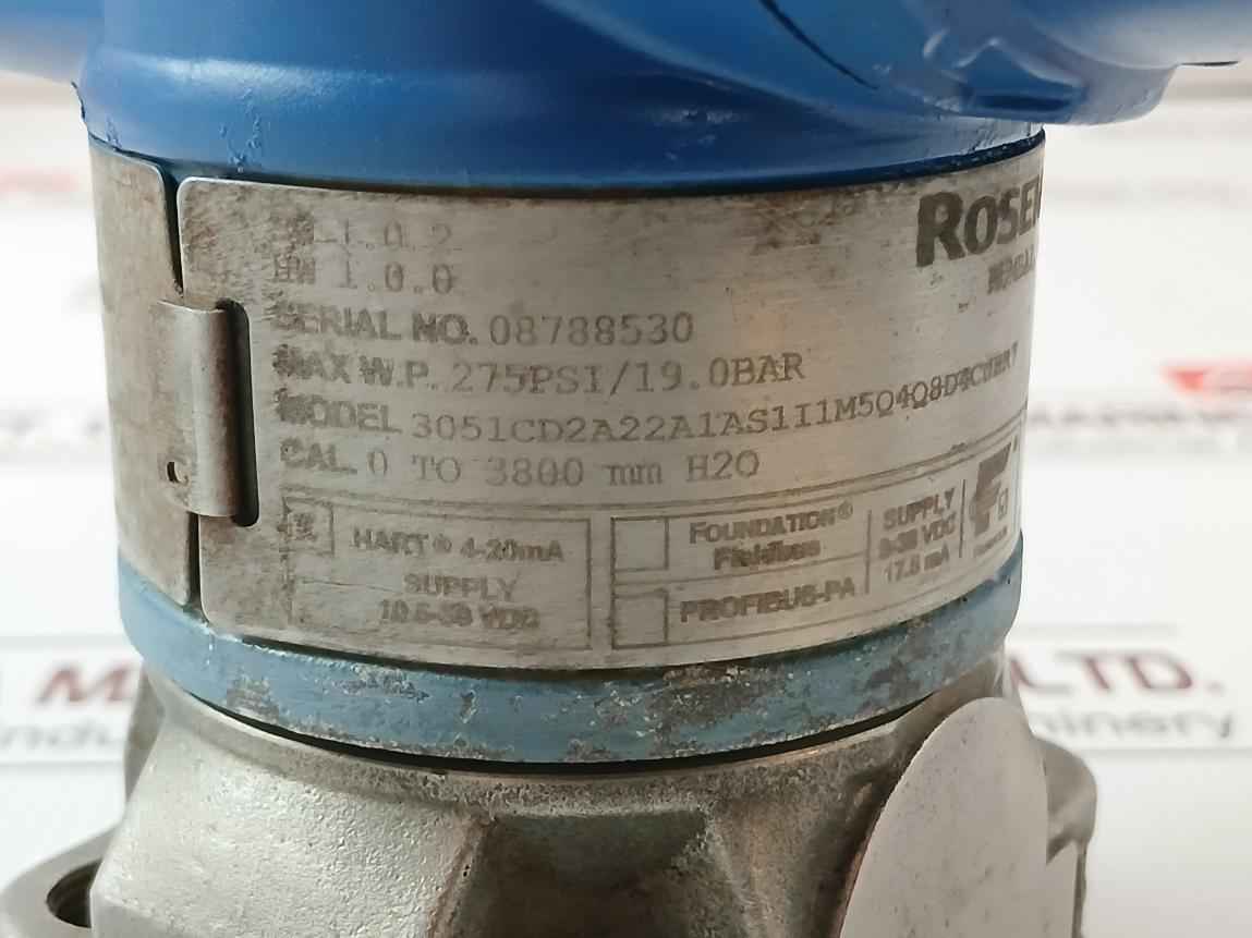 Rosemount 3051Cd2A22A1As1I1M5Q4Q8D4Cnhr7 Pressure Transmitter 275 Psi/19.0 Bar