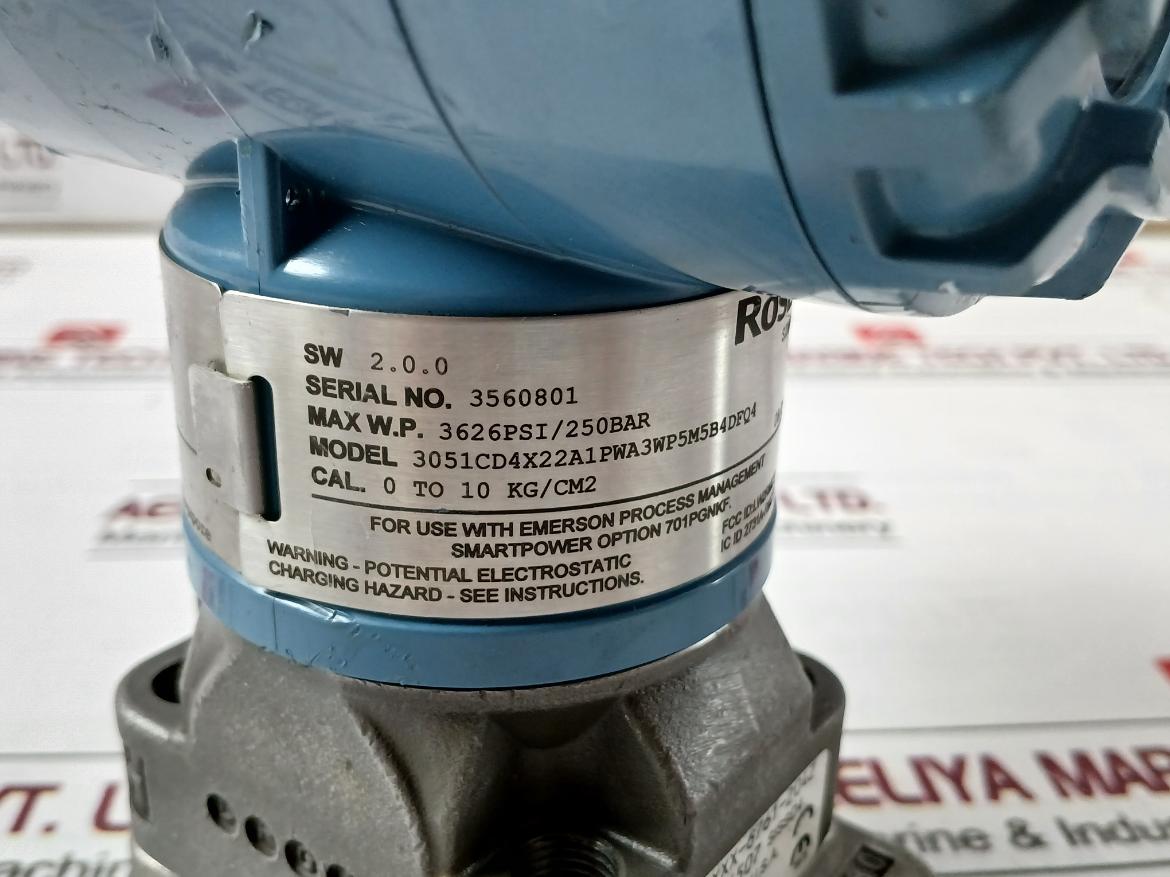 Rosemount 3051Cd4X22A1Pwa3Wp5M5B4Dfq4 Pressure Transmitter 0 To 10 Kg/Cm2 Sissd4