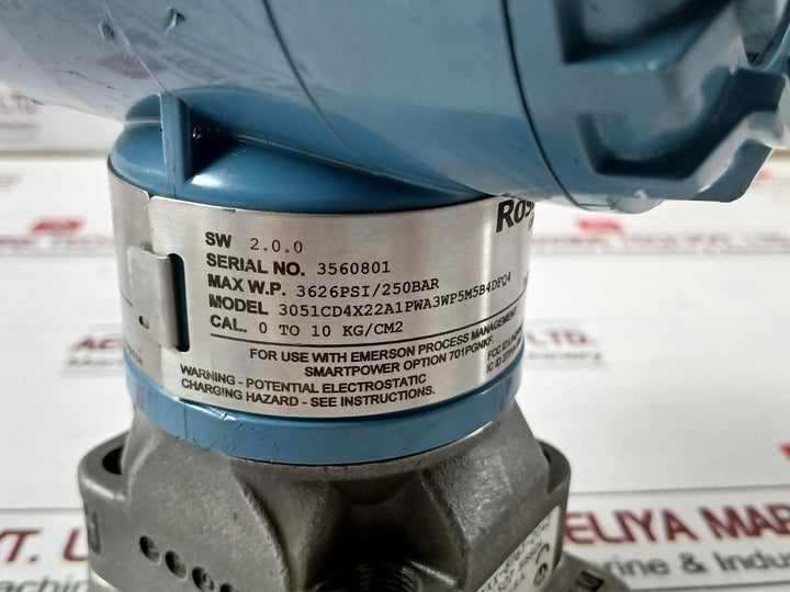 Rosemount 3051Cd4X22A1Pwa3Wp5M5B4Dfq4 Pressure Transmitter 0 To 10 Kg/Cm2 Sissd4