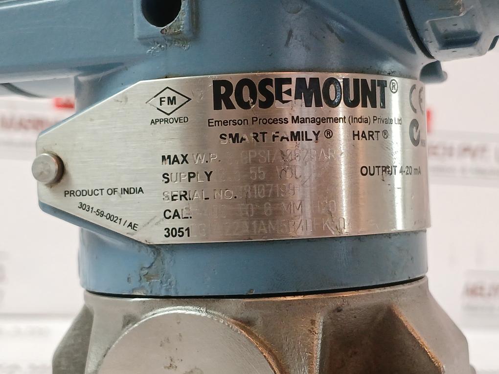Rosemount 3051Cg1A22A1Am5B4Dfk5Q4 Smart Family Hart Pressure Transmitter Rev Aa