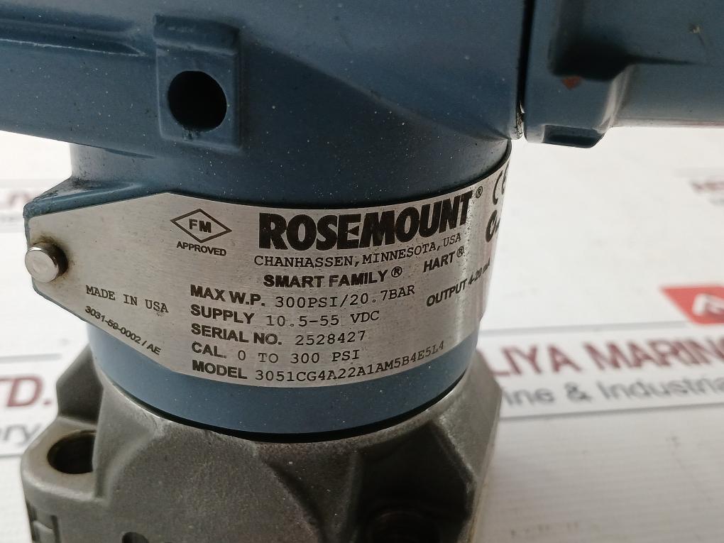 Rosemount 3051Cg4A22A1Am5B4E5L4 Pressure Transmitter 10.5-55 Vdc 300Psi/20.7Bar