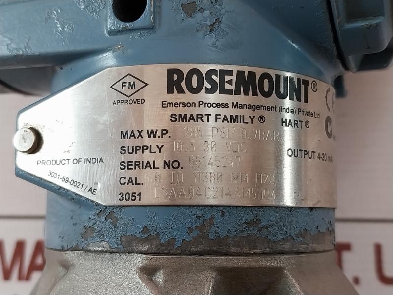 Rosemount 3051 L3Aa0Ac21Aam5I1Q4 Smart Family Hart Pressure Transmitter 4-20 Ma