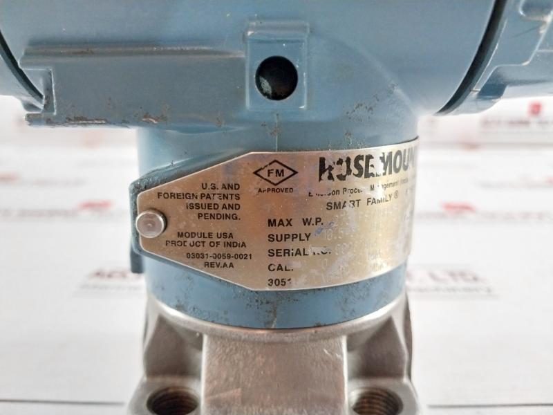 Rosemount 3051 L3Aa0Fd21Aam5K5 Pressure Transmitter 10.5-55 Vdc 0 To 10000 Mm H2O Rev.Aa