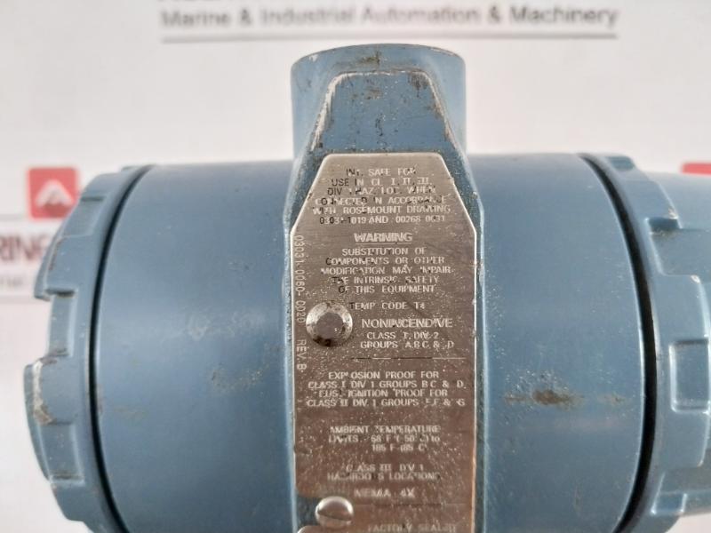 Rosemount 3051 L3Aa0Fd21Aam5K5 Pressure Transmitter 10.5-55 Vdc 0 To 10000 Mm H2O Rev.Aa