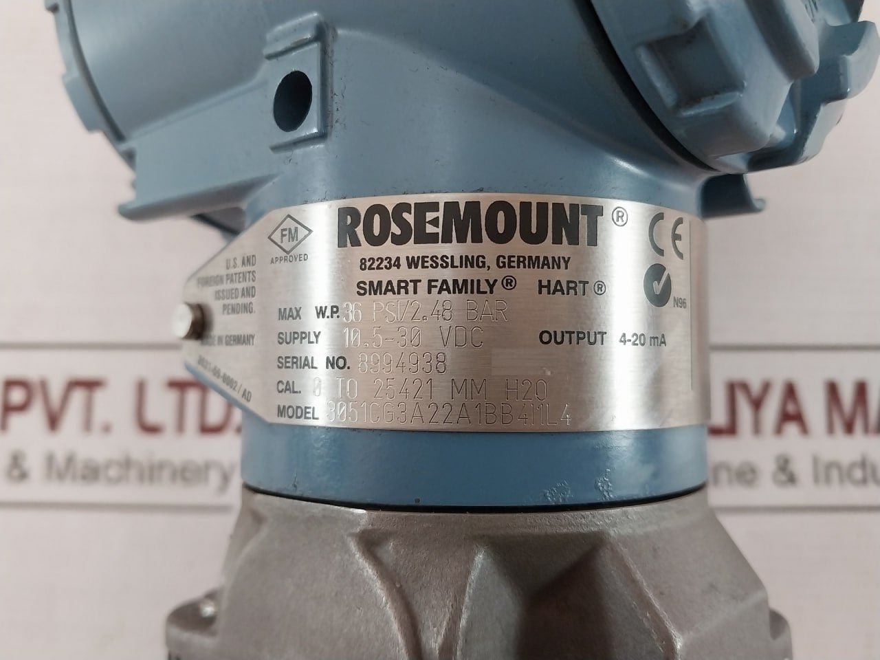 Rosemount 3051 Pressure Transmitter 3051Cg3A22A1Bb4I1L4 Bas97Atex1089X Yfkv37A