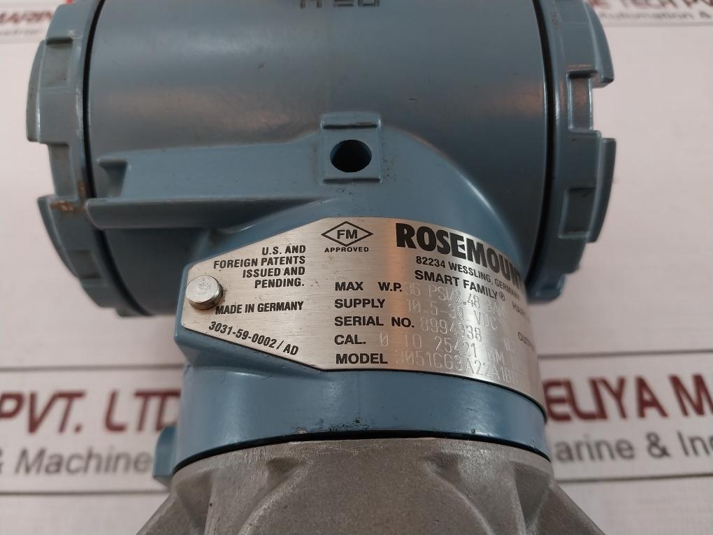 Rosemount 3051 Pressure Transmitter 3051Cg3A22A1Bb4I1L4 Bas97Atex1089X Yfkv37A