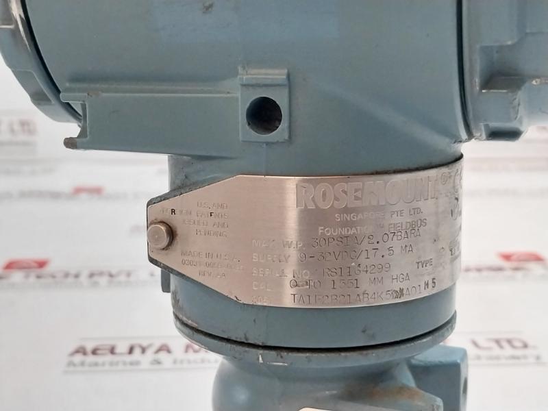 Rosemount 3051 Ta1F2B21Ab4K5Q4Ao1 M5 Foundation Fieldbus Transmitter Rev Aa