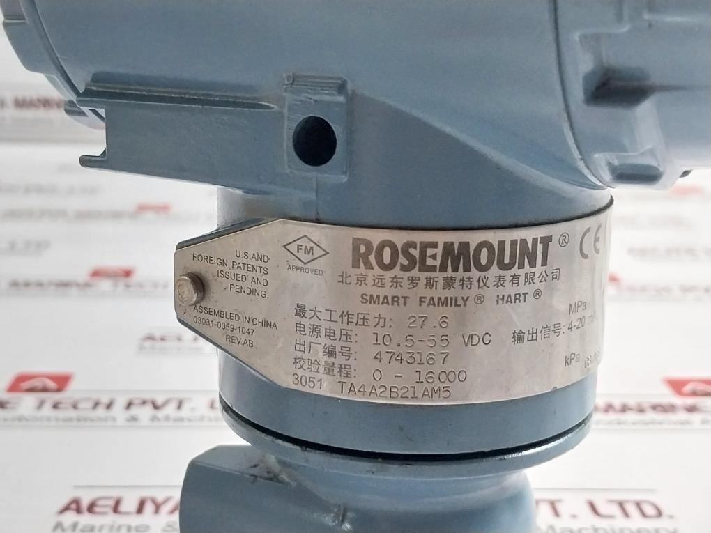 Rosemount 3051 Ta4A2B21Am5 Pressure Transmitter 0-16000 Kpa 10.5-55 Vdc