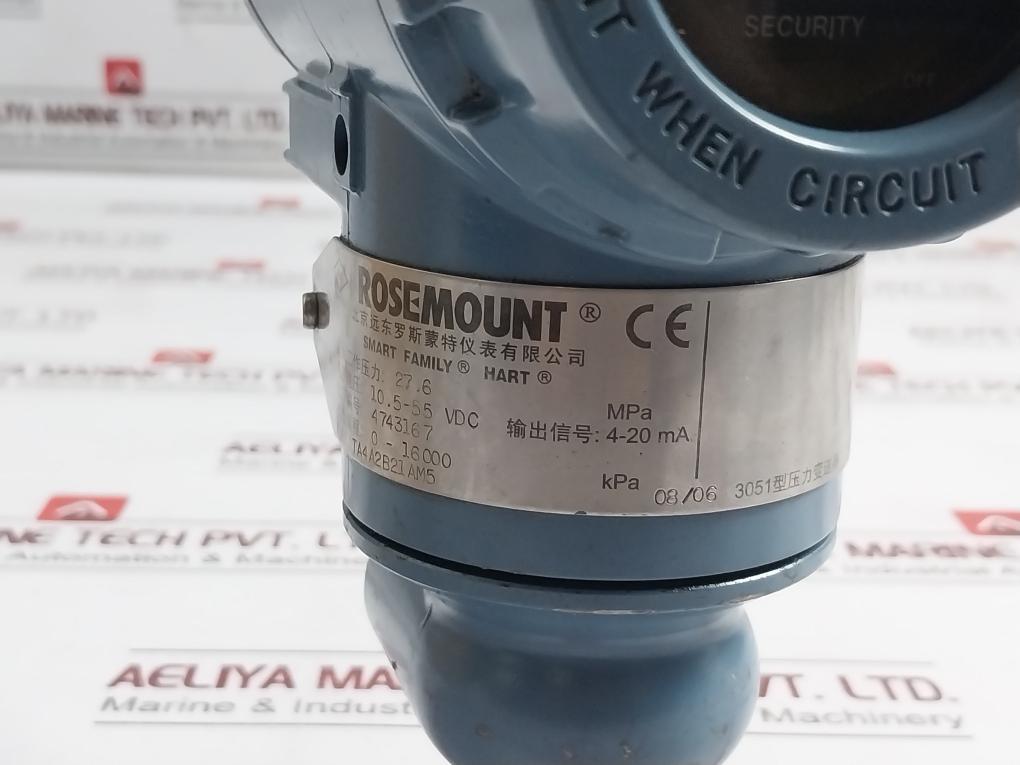 Rosemount 3051 Ta4A2B21Am5 Pressure Transmitter 0-16000 Kpa 10.5-55 Vdc