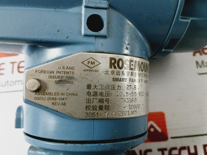 Rosemount 3051 Ta4a2b21am5 Pressure Transmitter 03031-0059-1047 7805871