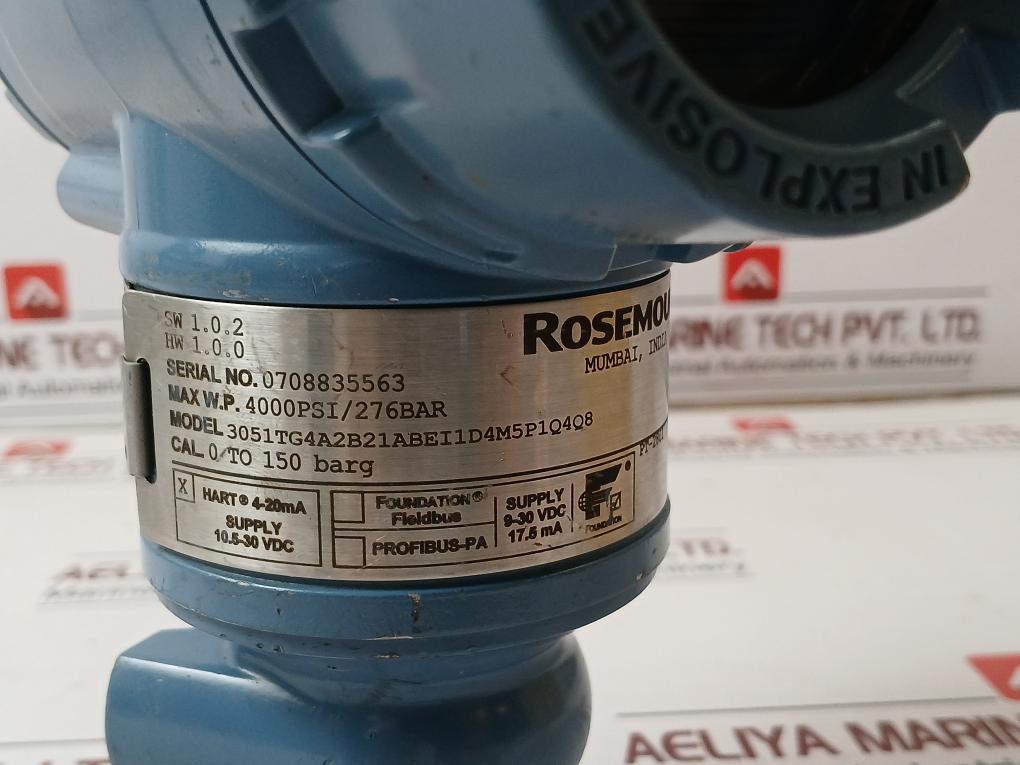 Rosemount 3051Tg4A2B21Abei1D4M5P1Q4Q8 Pressure Transmitter 10.5-30Vdc 4-20Ma