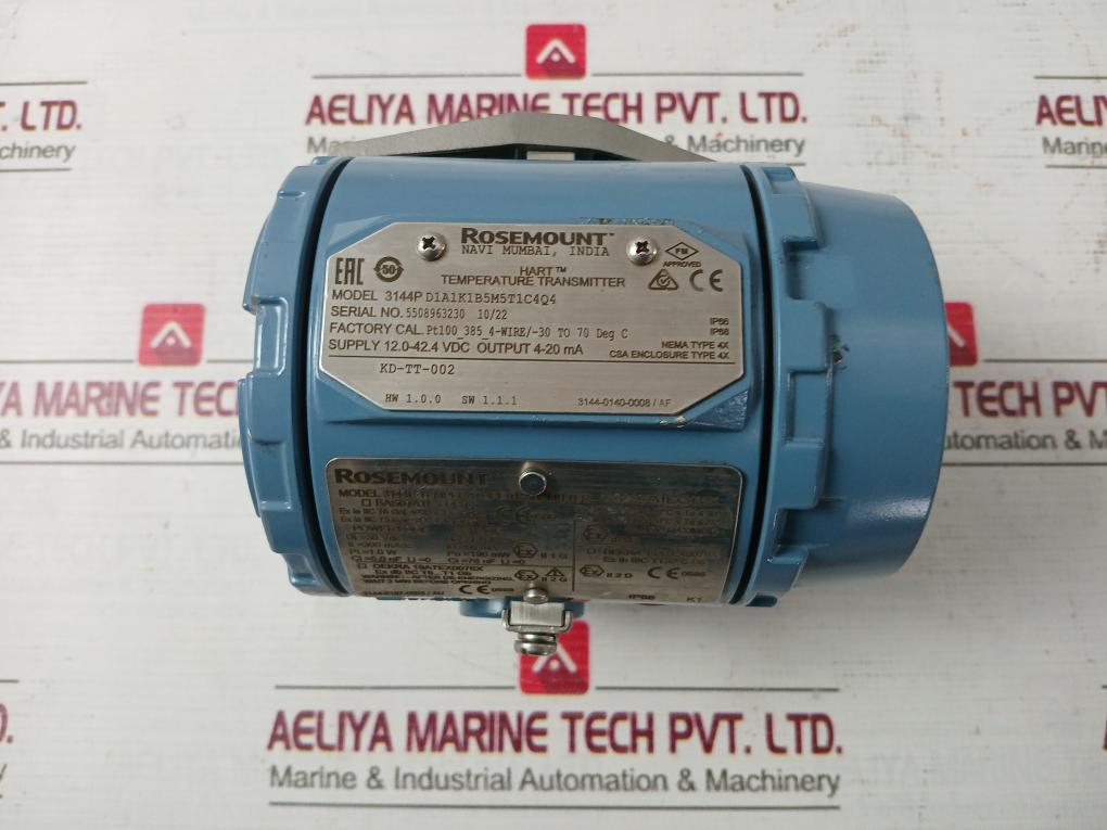 Rosemount 3144P D1A1K1B5M5T1C4Q4 Temperature Transmitter 12.0-42.4 Vdc 4-20 Ma