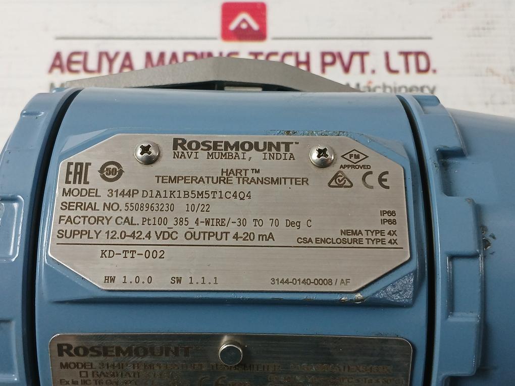 Rosemount 3144P D1A1K1B5M5T1C4Q4 Temperature Transmitter 12.0-42.4 Vdc 4-20 Ma