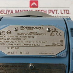 Rosemount 3144P D1A1K1B5M5T1C4Q4 Temperature Transmitter 12.0-42.4 Vdc 4-20 Ma