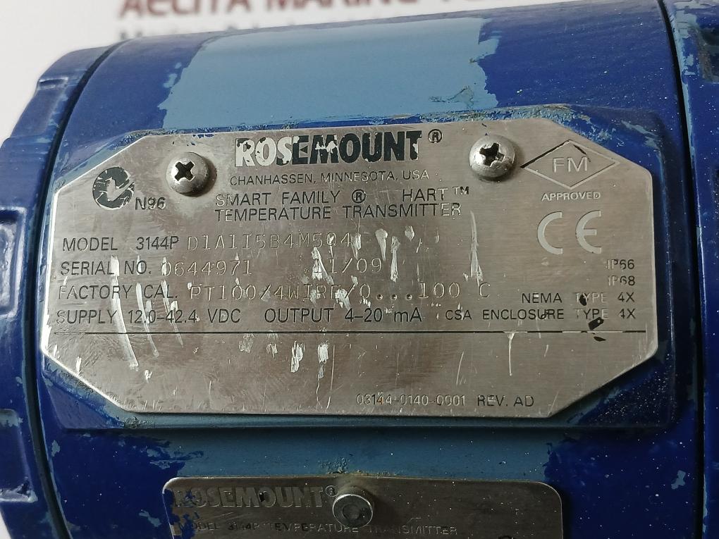 Rosemount 3144P Temperature Transmitter 12.0-42.4 Vdc Ip66 4-20Ma D1A1I5B4M5Q4
