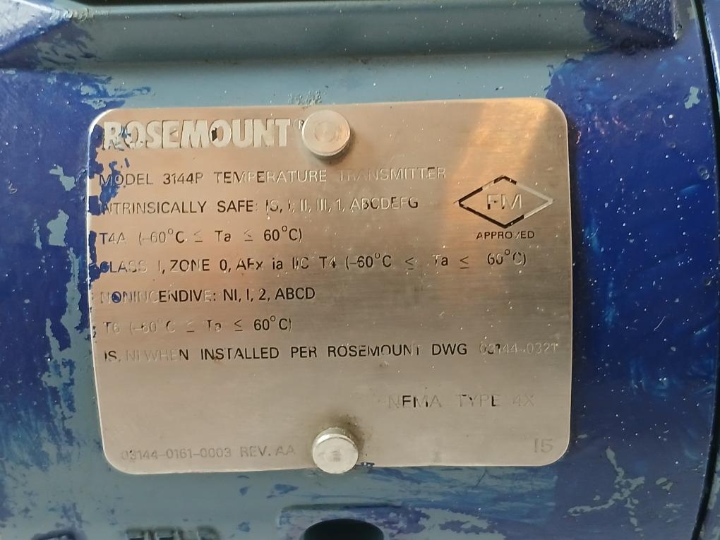 Rosemount 3144P Temperature Transmitter 12.0-42.4 Vdc Ip66 4-20Ma D1A1I5B4M5Q4