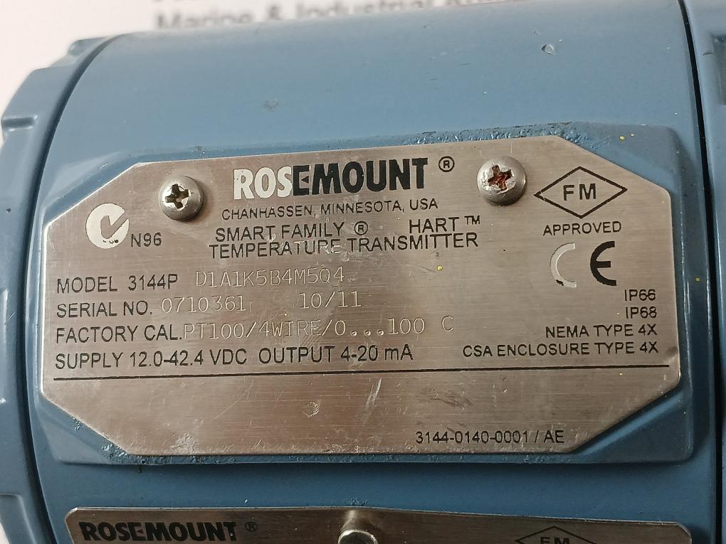 Rosemount 3144P Temperature Transmitter Hart 12.0-42.4 Vdc 4-20Ma 60C 90C