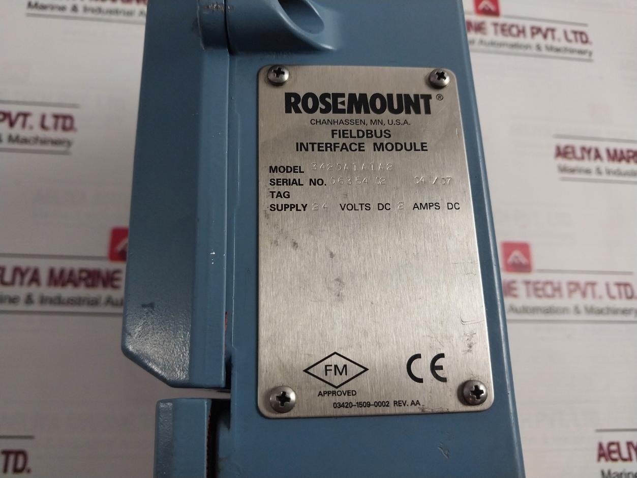 Rosemount 3420A1A1A2 Fieldbus Interface Module 03420-1509-0002 Rev: Aa 24Vdc 2A