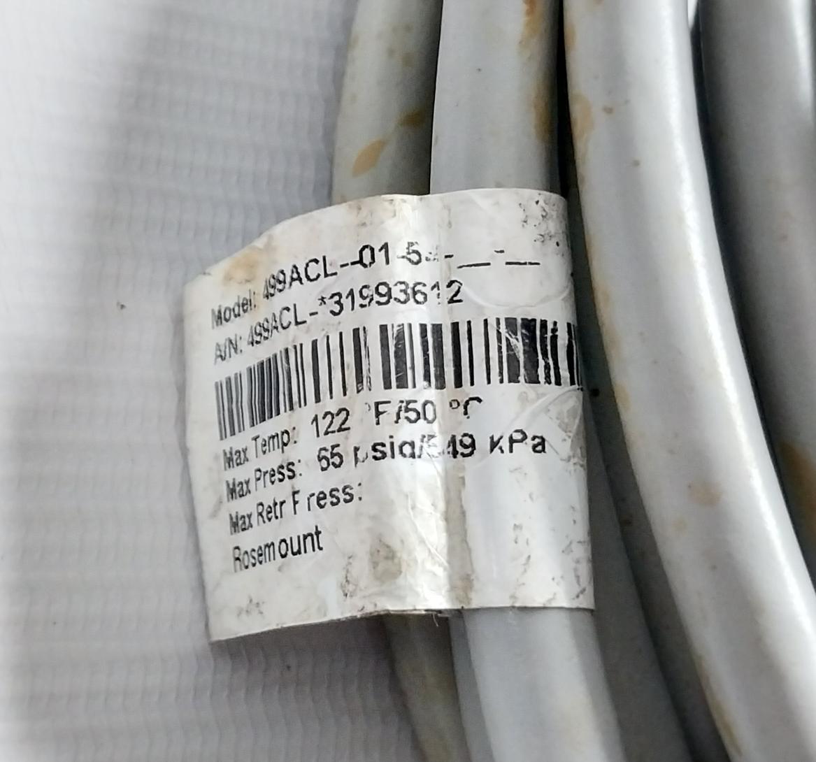 Rosemount 499Acl-01-54 Chlorine Sensor 8 Meter 65 Psig Max 122°F/50°C