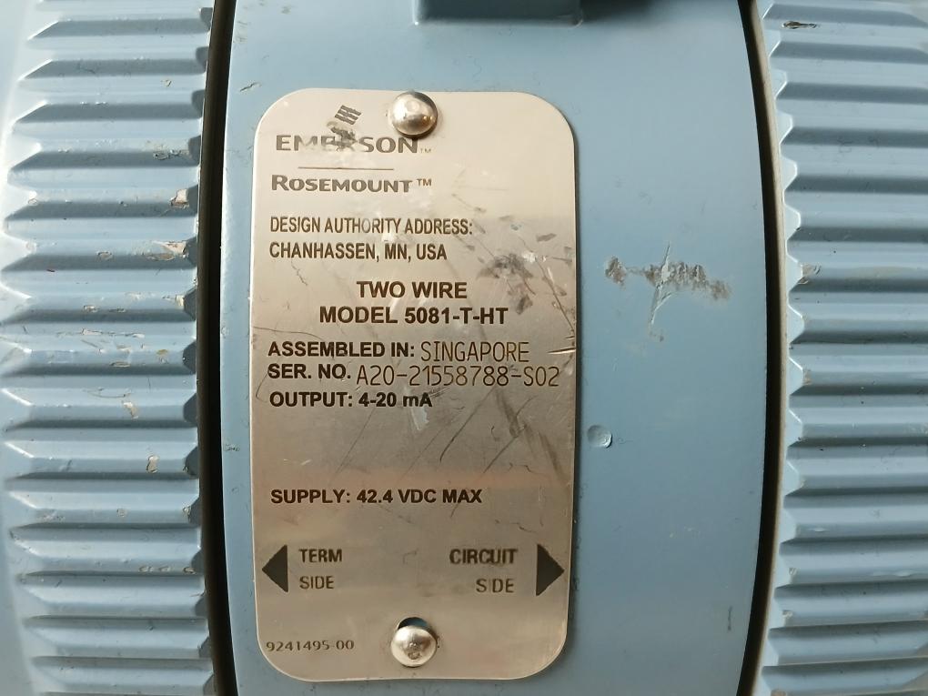 Rosemount 5081-t-ht-67 Two Wire Conductivity Transmitter 42.4 Vdc 4-20 Ma
