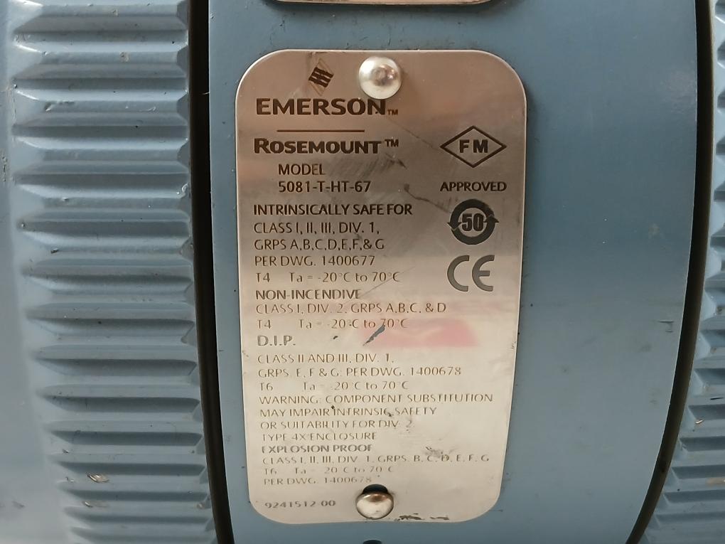 Rosemount 5081-t-ht-67 Two Wire Conductivity Transmitter 42.4 Vdc 4-20 Ma