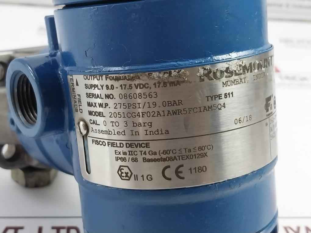 Rosemount 511 Output Foundation Fieldbus Pressure Transmitter 275Psi / 19.0 Bar
