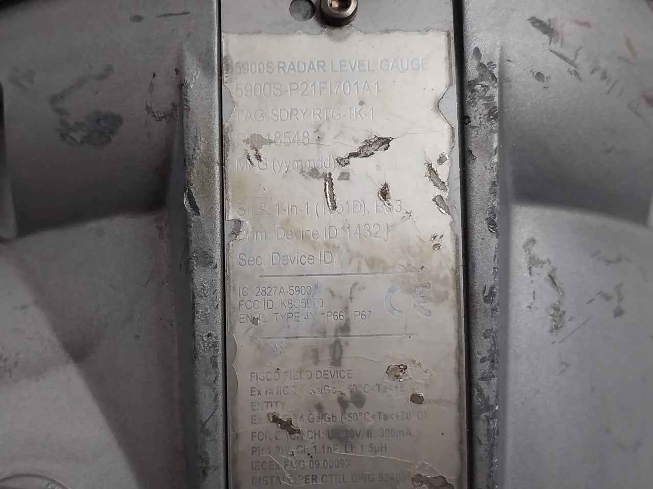 Rosemount 5900S-p21Fi701A1 5900 Series Radar Level Gauge Ip66, Ip67 30V 300Ma