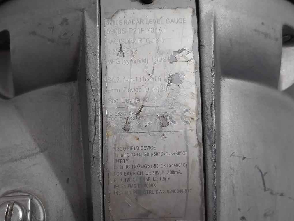 Rosemount 5900S-p21Fi701A1 Radar Level Gauge K8C5900 30V 300Ma 1.3W Ip66, Ip67
