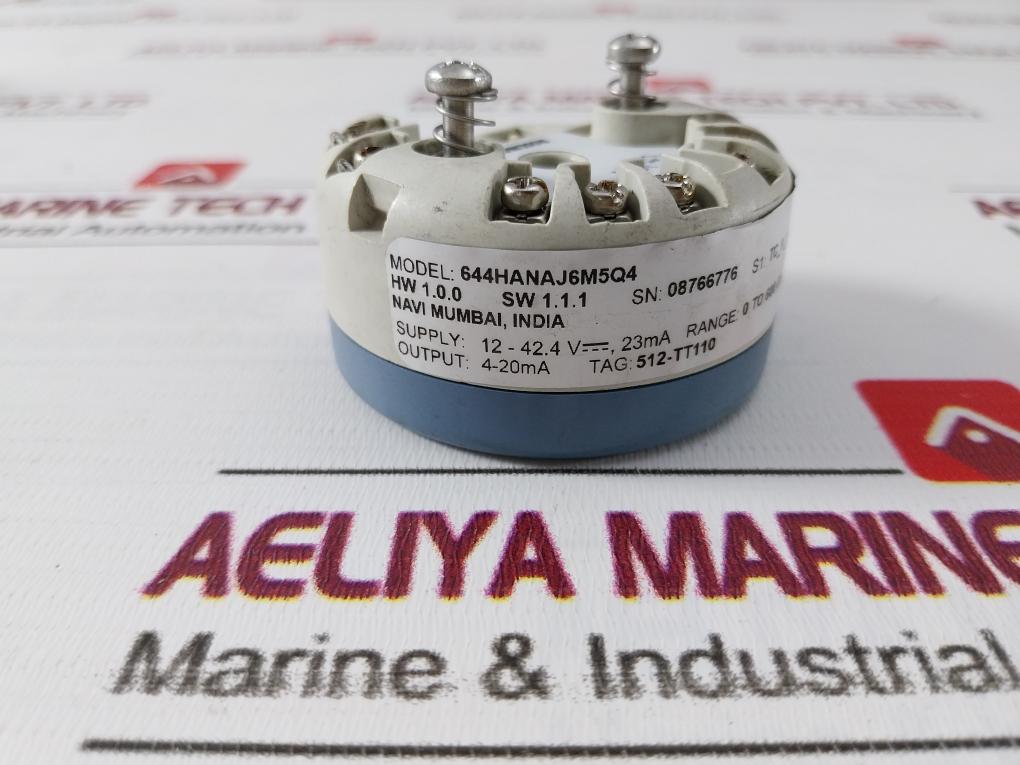 Rosemount 644Hanaj6M5Q4 Temperature Transmitter 4-10Ma 512-tt110