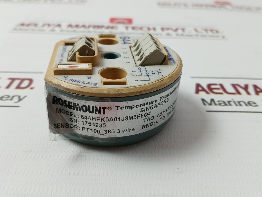 Rosemount 644Hfk5A01J8M5F6Q4 Temperature Transmitter 9.0-32.0 Vdc 0 To 100 Dec C