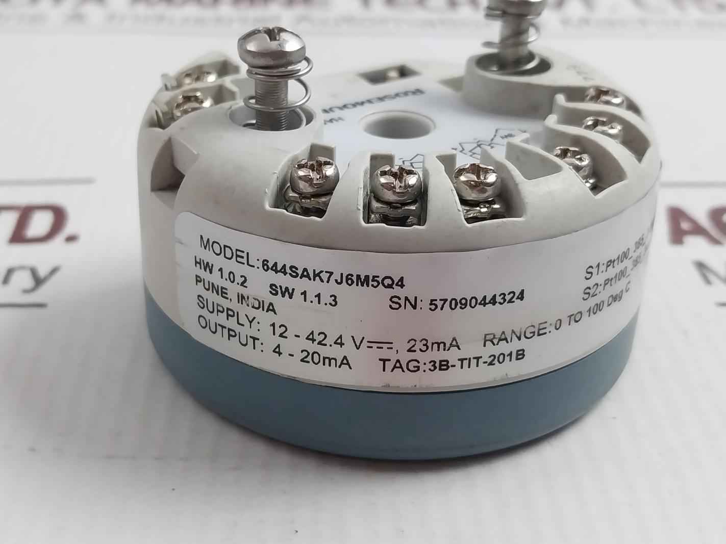 Rosemount 644Sak7J6M5Q4 Hart Temperature Transmitter Head 4-20Ma Sw.1.1.3