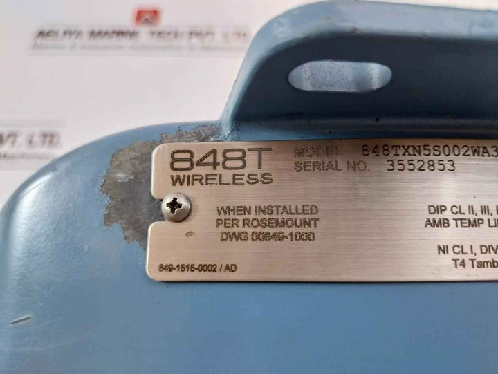 Rosemount 848Txn5S002Wa3Wk1B6Ha1F5C4Q4 848T Wireless Transmitter 2.4 Ghz