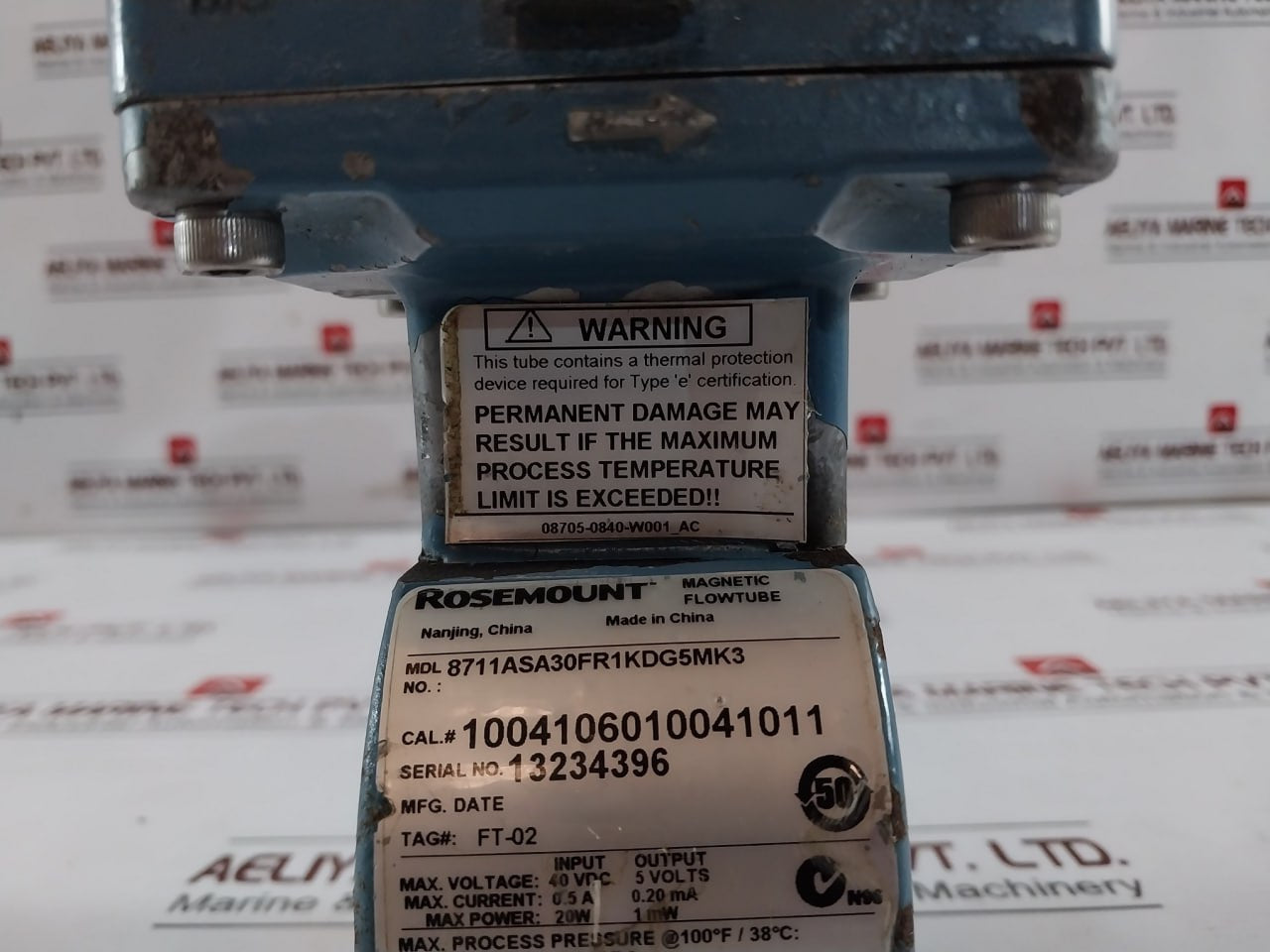 Rosemount 8711Asa30Fr1Kdg5Mk3 Magnetic Flow Meter Sensor 40Vdc 5Volts 0.5A 0.20M