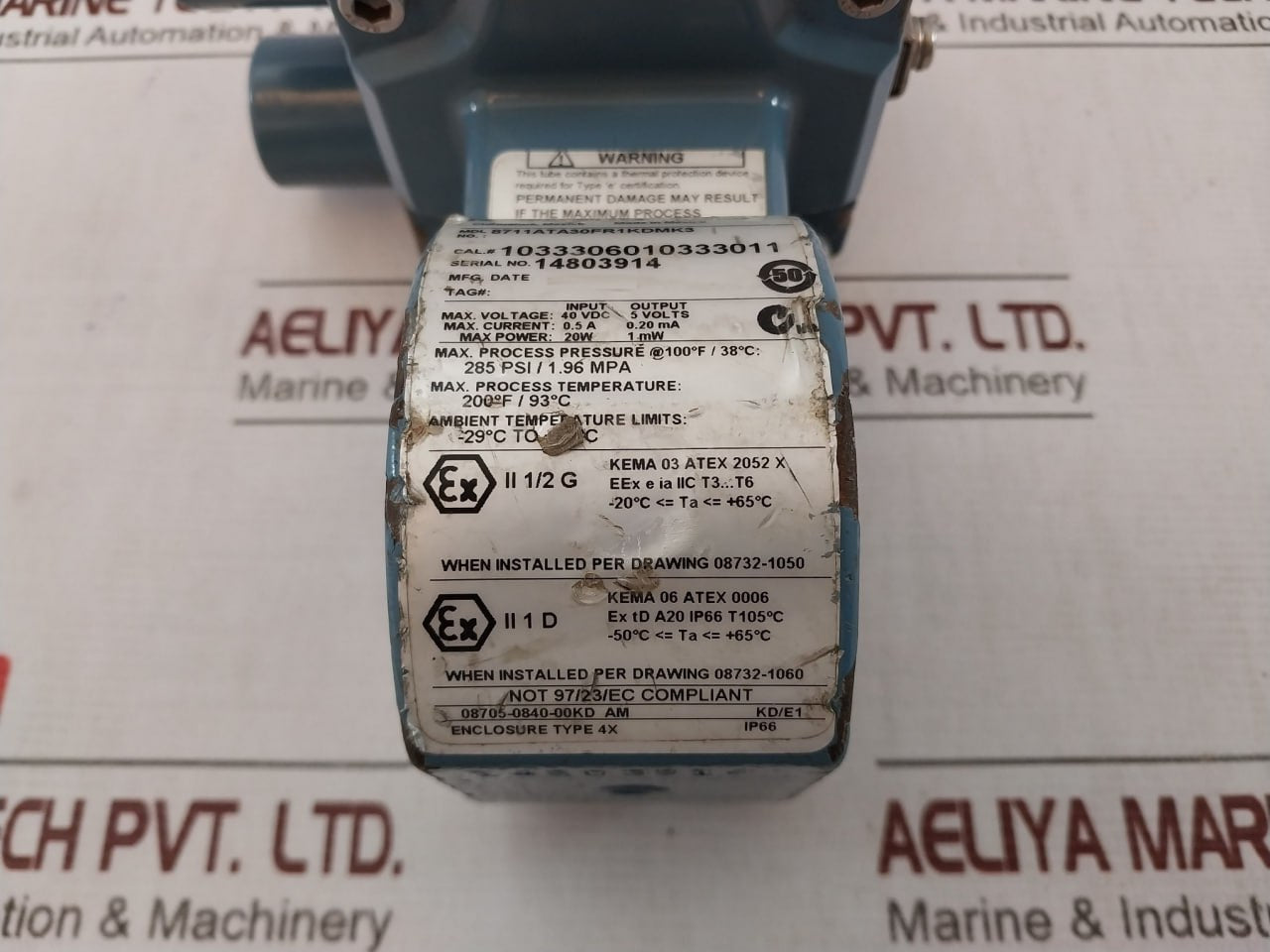Rosemount 8711Ata30Fr1Kdmk3 Magnetic Flowtube 1033306010333011 40Vdc 0.5A