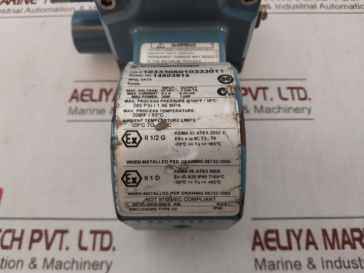 Rosemount 8711Ata30Fr1Kdmk3 Magnetic Flowtube 1033306010333011 40Vdc 0.5A