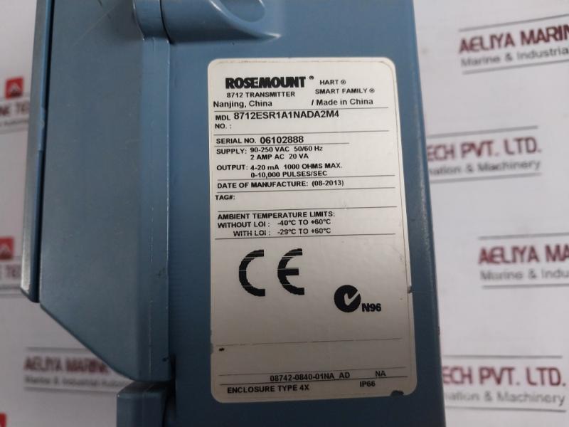 Rosemount 8712 Magnetic Flow Meter Transmitter 2Amp 90-250Vac As-is