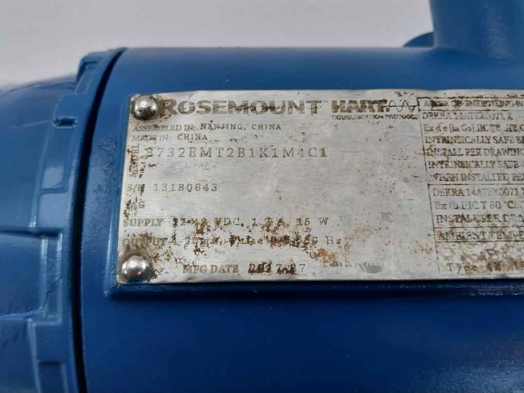Rosemount 8732Bmt2B1K1M4C1 Hart Magnetic Flowmeter -50C To +60C 12-42 Vdc