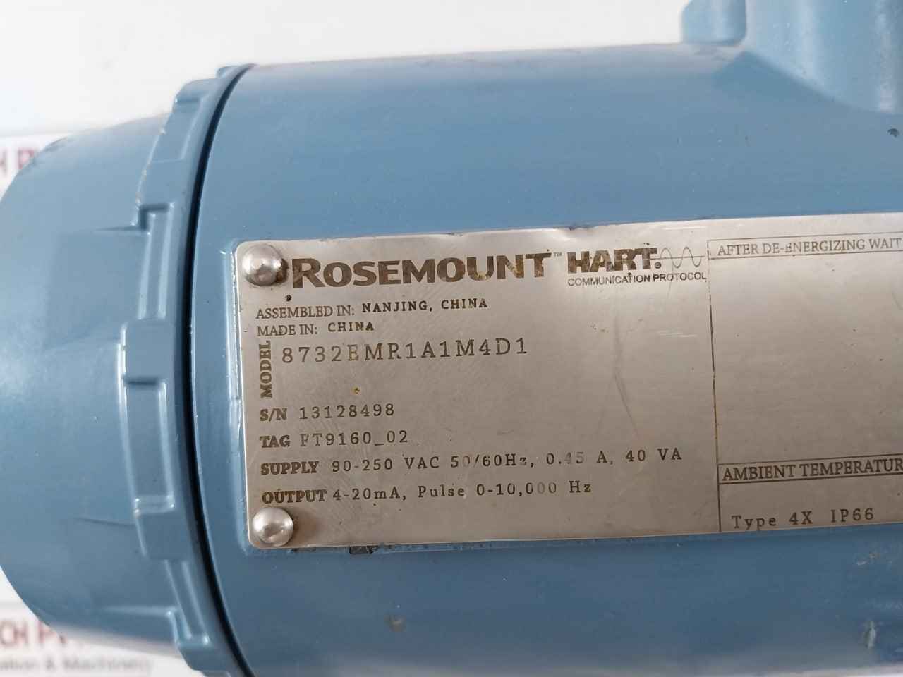 Rosemount 8732Emr1A1M4D1 Flow Transmitter Rev: Ac 90-250Vac 50/60Hz 0.45A 40Va