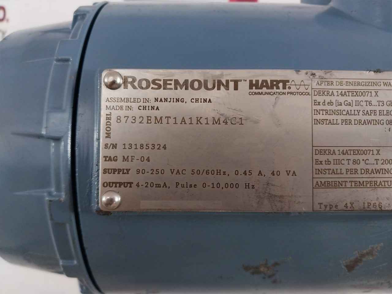 Rosemount 8732Emt1A1K1M4C1 Magnetic Flow Meter Ip66 90-250 Vac 50/60Hz 4-20Ma