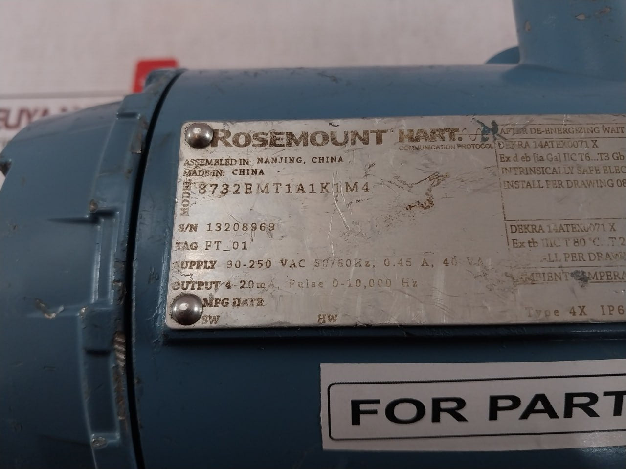 Rosemount 8732Emt1A1K1M4 Magnetic Flow Meter Rev:Aa 90-250Vac Ip66