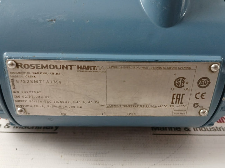 Rosemount 8732Emt1A1M4 Magnetic Flowmeter Ip66 Rev Ac 90–250Vac 50/60Hz