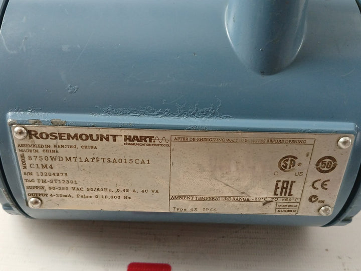 Rosemount 8750Wdmt1A1Ftsa015Ca1C1M4 Magnetic Flow Meter Rev Ac 90–250Vac 50/60Hz
