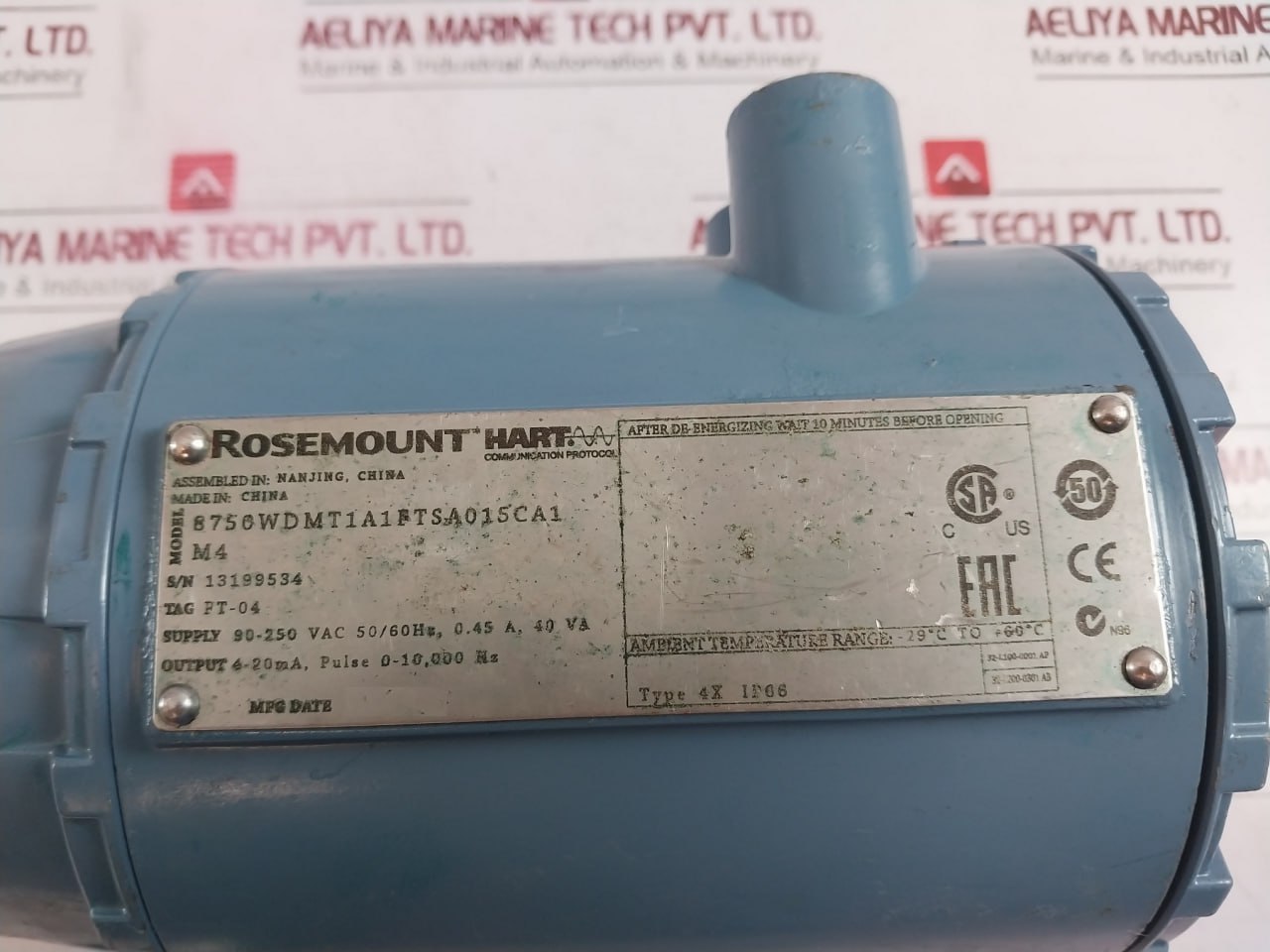 Rosemount 8750Wdmt1A1Ftsa015Ca1M4 Magnetic Flow Meter Rev: Ac 90-250 Vac 50/60Hz