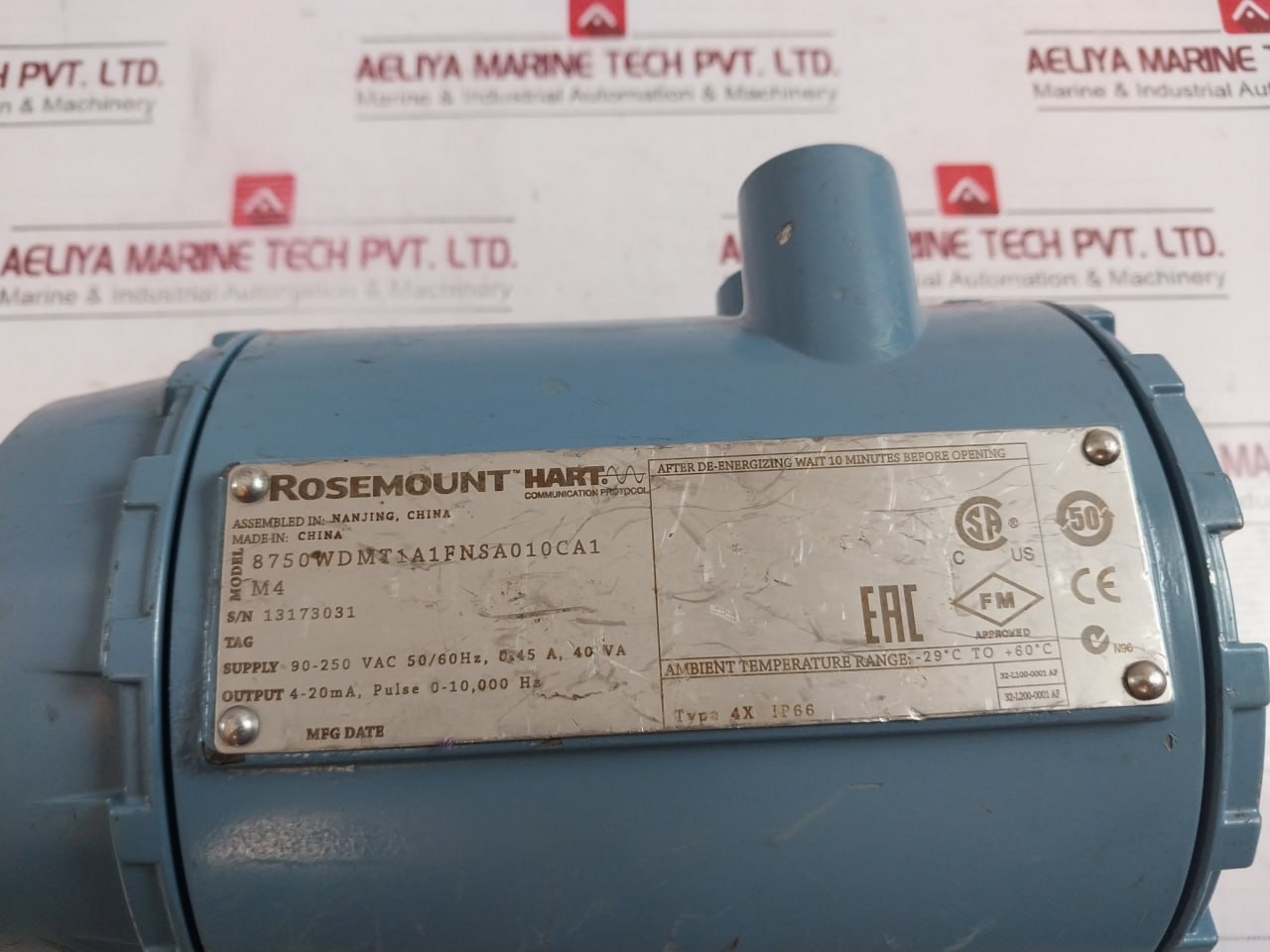 Rosemount 8750Wdmt1A1Ftsa015Ca1M4 Magnetic Flow Meter Rev: Ac 90-250 Vac 50/60Hz