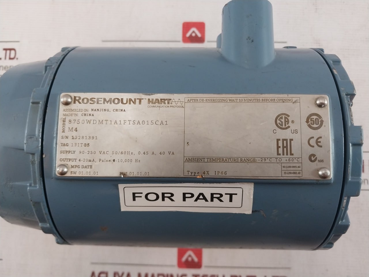 Rosemount 8750Wdmt1A1Ftsa015Ca1M4 Magnetic Flow Meter Rev: Ac Ip66