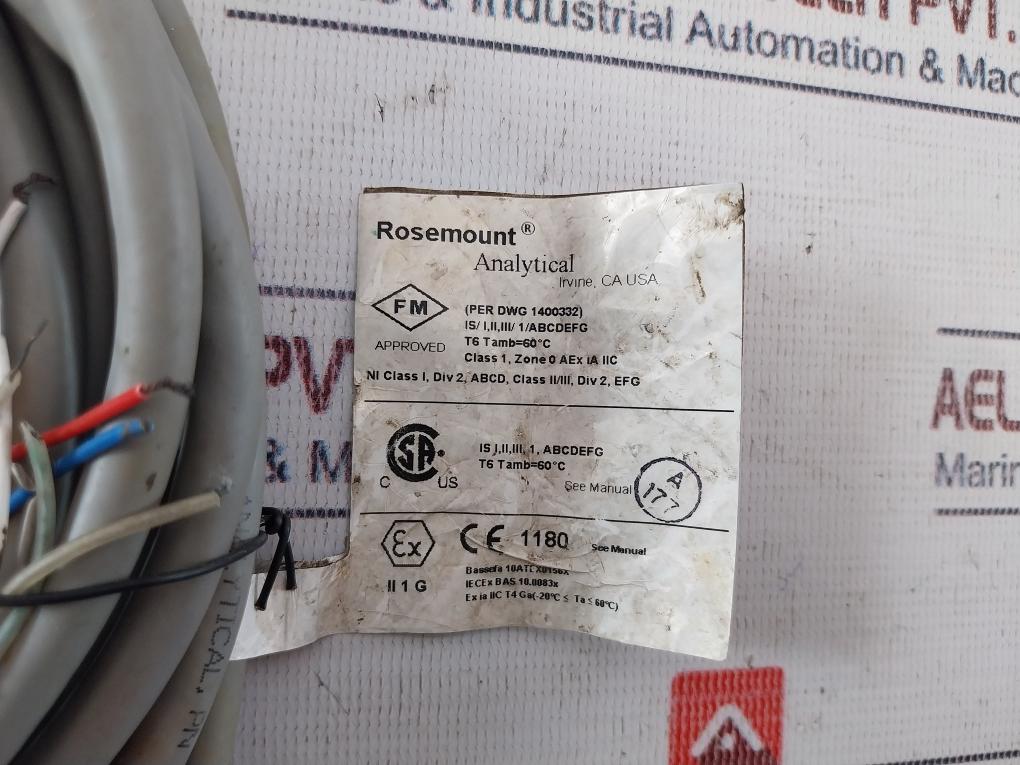 Rosemount Analytical 396P-02-10-55 Ph Sensor 100-1135 Kpa 5Meter