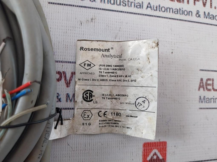 Rosemount Analytical 396P-02-10-55 Ph Sensor 100-1135 Kpa 5Meter