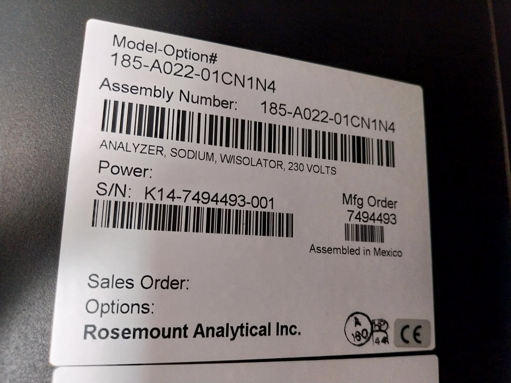 Rosemount Analytical CFA 3000 Sodium Analyzer 115/220VAC 3.0/1.5 Amps 50/60Hz